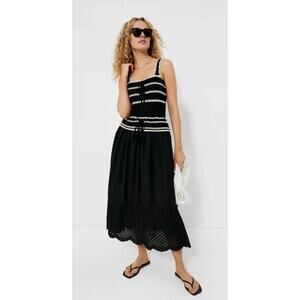 En Saison Black Natural Lucia Dress Sleeveless Crochet Beach Size Large